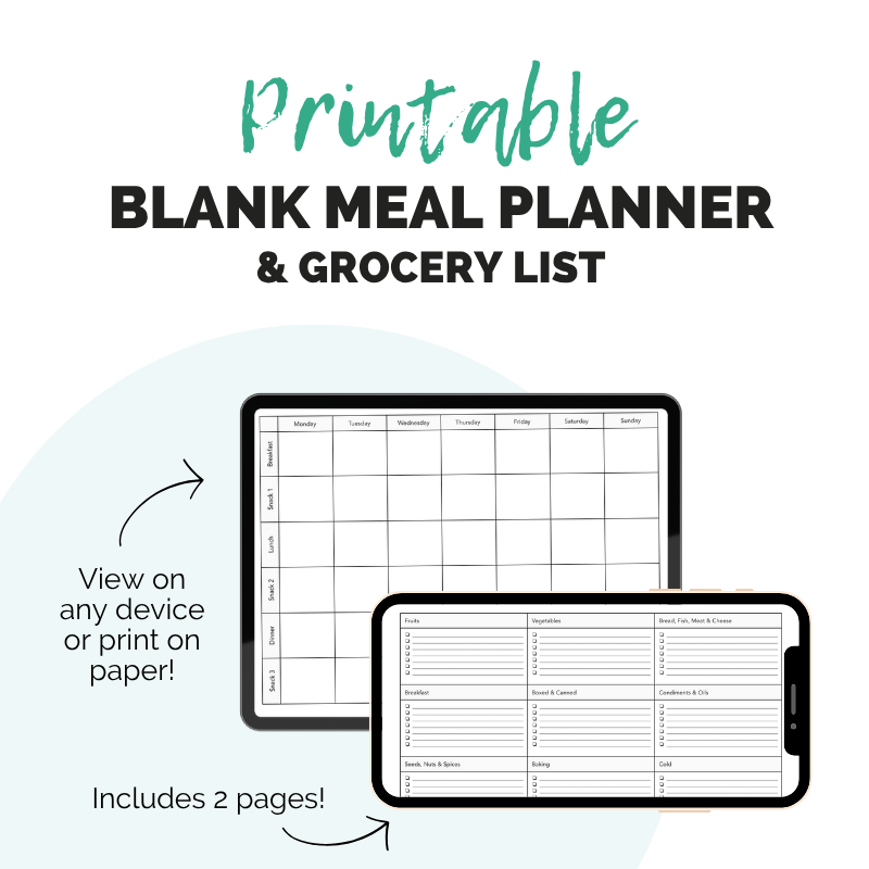Printable Blank Meal Planner (Weekly)