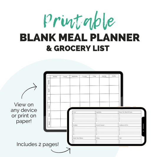 Printable Blank Meal Planner (Weekly)