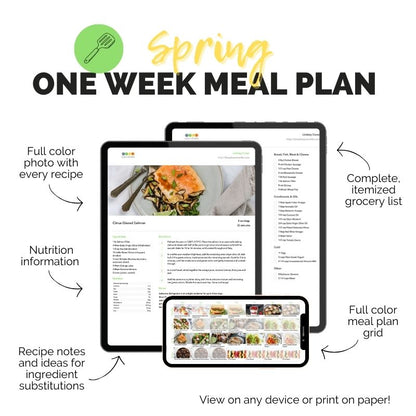 Spring One Week Meal Plan & Grocery List